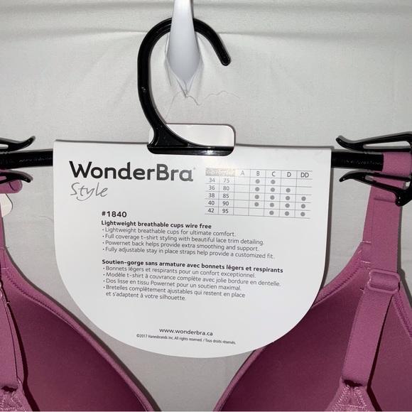 NWT WonderBra 1840 Lightweight Breathable Cup Wire Free T-shirt Bra 36B Pink - Picture 6 of 6